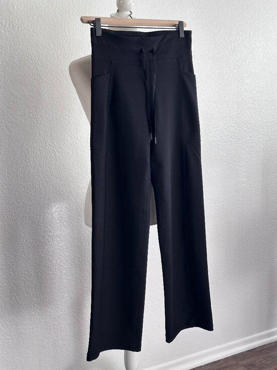 32 Cool Pants - 32° Cool Black Ribbed Wide Leg Pants Size Small Stretch Lounge Athleisure Pocket